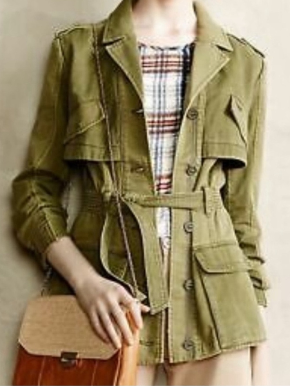 Anthro HEI HEI Utility Ruffle Detail Belted Jacket